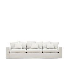 Load image into Gallery viewer, Nora 4-seater sofa with removable cover with linen and cotton cushions in ecru 340cm - image 2