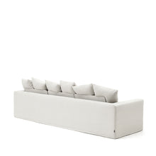 Load image into Gallery viewer, Nora 4-seater sofa with removable cover with linen and cotton cushions in ecru 340cm - image 5