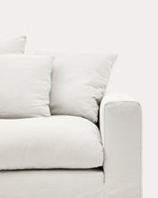 Load image into Gallery viewer, Nora 4-seater sofa with removable cover with linen and cotton cushions in ecru 340cm - image 9