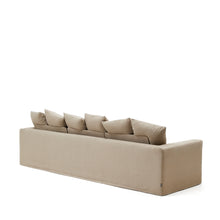 Load image into Gallery viewer, Nora 4-seater sofa with removable cover with linen and cotton cushions in taupe 340cm - image 5