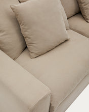 Load image into Gallery viewer, Nora 4-seater sofa with removable cover with linen and cotton cushions in taupe 340cm - image 9