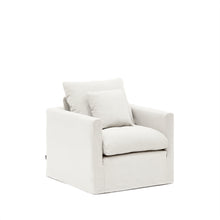 Load image into Gallery viewer, Nora armchair cover in ecru linen and cotton 92cm - image 3