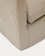 Load image into Gallery viewer, Nora armchair cover in taupe linen and cotton 92cm - image 6