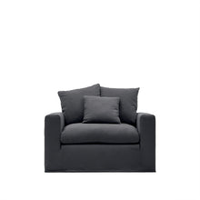 Load image into Gallery viewer, Nora armchair cover in anthracite grey linen and cotton 140cm - image 3