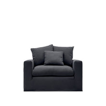 Load image into Gallery viewer, Nora armchair cover in anthracite grey linen and cotton 140cm - image 4