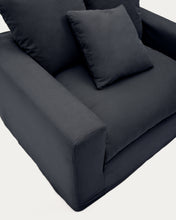 Load image into Gallery viewer, Nora armchair cover in anthracite grey linen and cotton 140cm - image 5