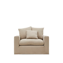 Load image into Gallery viewer, Nora armchair cover in taupe linen and cotton 140cm - image 4