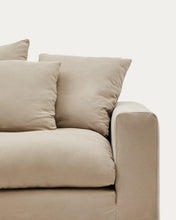 Load image into Gallery viewer, Nora 4-seater sofa cover in taupe linen and cotton - image 6