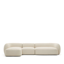 Load image into Gallery viewer, Martina ecru chenille 4-seater modular sofa with left chaise longue 377cm