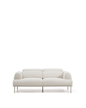 Load image into Gallery viewer, Aurum 2-seater sofa in ecru chenille with reclining headrest and matte beige metal base 214 cm FSC Mix Credit - image 2