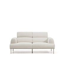 Load image into Gallery viewer, Aurum 2-seater sofa in ecru chenille with reclining headrest and matte beige metal base 214 cm FSC Mix Credit - image 3