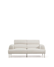 Load image into Gallery viewer, Aurum 2-seater sofa in ecru chenille with reclining headrest and matte beige metal base 214 cm FSC Mix Credit - image 4