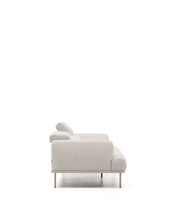 Load image into Gallery viewer, Aurum 2-seater sofa in ecru chenille with reclining headrest and matte beige metal base 214 cm FSC Mix Credit - image 8