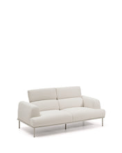 Load image into Gallery viewer, Aurum 2-seater sofa in ecru chenille with reclining headrest and matte beige metal base 214 cm FSC Mix Credit - image 13