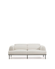 Load image into Gallery viewer, Aurum 2-seater sofa in ecru chenille with reclining headrest and matte grey metal base 214 cm FSC Mix Credit - image 2
