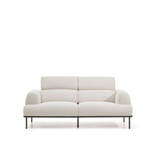 Load image into Gallery viewer, Aurum 2-seater sofa in ecru chenille with reclining headrest and matte grey metal base 214 cm FSC Mix Credit - image 3