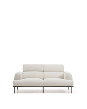 Load image into Gallery viewer, Aurum 2-seater sofa in ecru chenille with reclining headrest and matte grey metal base 214 cm FSC Mix Credit - image 4