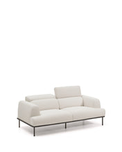 Load image into Gallery viewer, Aurum 2-seater sofa in ecru chenille with reclining headrest and matte grey metal base 214 cm FSC Mix Credit - image 5