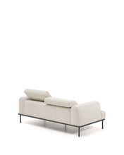 Load image into Gallery viewer, Aurum 2-seater sofa in ecru chenille with reclining headrest and matte grey metal base 214 cm FSC Mix Credit - image 6