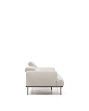 Load image into Gallery viewer, Aurum 2-seater sofa in ecru chenille with reclining headrest and matte grey metal base 214 cm FSC Mix Credit - image 8