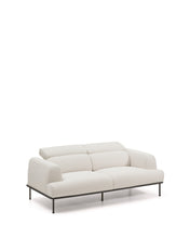 Load image into Gallery viewer, Aurum 2-seater sofa in ecru chenille with reclining headrest and matte grey metal base 214 cm FSC Mix Credit - image 9