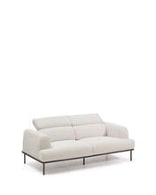 Load image into Gallery viewer, Aurum 2-seater sofa in ecru chenille with reclining headrest and matte grey metal base 214 cm FSC Mix Credit - image 10