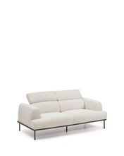 Load image into Gallery viewer, Aurum 2-seater sofa in ecru chenille with reclining headrest and matte grey metal base 214 cm FSC Mix Credit - image 11