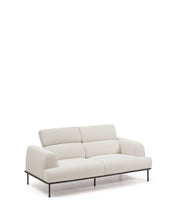 Load image into Gallery viewer, Aurum 2-seater sofa in ecru chenille with reclining headrest and matte grey metal base 214 cm FSC Mix Credit - image 12