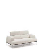 Load image into Gallery viewer, Aurum 2-seater sofa in ecru chenille with reclining headrest and matte grey metal base 214 cm FSC Mix Credit - image 13