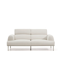Load image into Gallery viewer, Aurum 3-seater sofa in ecru chenille with reclining headrest and matte beige metal base 234cm FSC Mix Credit - image 3