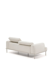 Load image into Gallery viewer, Aurum 3-seater sofa in ecru chenille with reclining headrest and matte beige metal base 234cm FSC Mix Credit - image 6