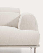 Load image into Gallery viewer, Aurum 3-seater sofa in ecru chenille with reclining headrest and matte beige metal base 234cm FSC Mix Credit - image 17
