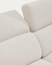 Load image into Gallery viewer, Aurum 3-seater sofa in ecru chenille with reclining headrest and matte beige metal base 234cm FSC Mix Credit - image 18