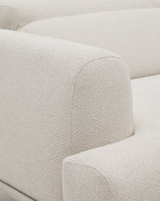 Load image into Gallery viewer, Aurum 3-seater sofa in ecru chenille with reclining headrest and matte beige metal base 234cm FSC Mix Credit - image 19
