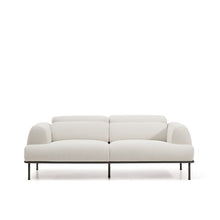 Load image into Gallery viewer, Aurum 3-seater sofa in ecru chenille with reclining headrest and matte grey metal base 234cm FSC Mix Credit