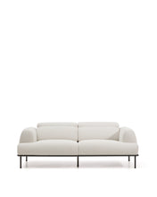 Load image into Gallery viewer, Aurum 3-seater sofa in ecru chenille with reclining headrest and matte grey metal base 234cm FSC Mix Credit - image 2