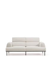 Load image into Gallery viewer, Aurum 3-seater sofa in ecru chenille with reclining headrest and matte grey metal base 234cm FSC Mix Credit - image 4