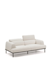 Load image into Gallery viewer, Aurum 3-seater sofa in ecru chenille with reclining headrest and matte grey metal base 234cm FSC Mix Credit - image 5