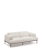 Load image into Gallery viewer, Aurum 3-seater sofa in ecru chenille with reclining headrest and matte grey metal base 234cm FSC Mix Credit - image 7