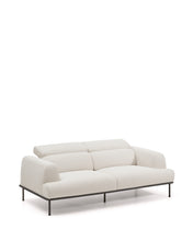 Load image into Gallery viewer, Aurum 3-seater sofa in ecru chenille with reclining headrest and matte grey metal base 234cm FSC Mix Credit - image 9