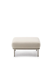 Load image into Gallery viewer, Aurum ecru chenille footrest with matte beige metal base 85 x 85cm FSC Mix Credit