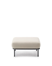 Load image into Gallery viewer, Aurum ecru chenille footrest with matte grey metal base 85 x 85cm FSC Mix Credit