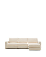 Load image into Gallery viewer, Alea ecru chenille 4-seater modular sofa with right chaise longue and removable cover 310cm