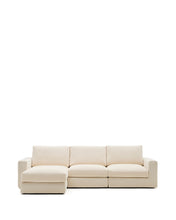 Load image into Gallery viewer, Alea ecru chenille 4-seater modular sofa with left chaise longue and removable cover 310cm