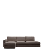 Load image into Gallery viewer, Alea dark brown chenille 5-seater modular sofa with left chaise longue and removable cover 340cm