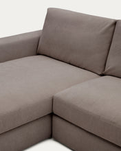 Load image into Gallery viewer, Alea dark brown chenille 5-seater modular sofa with left chaise longue and removable cover 340cm - image 8