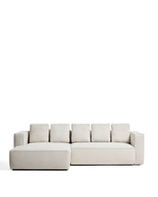 Load image into Gallery viewer, Marela beige chenille 3-seater sofa bed with left chaise longue 276cm FSC Mix Credit