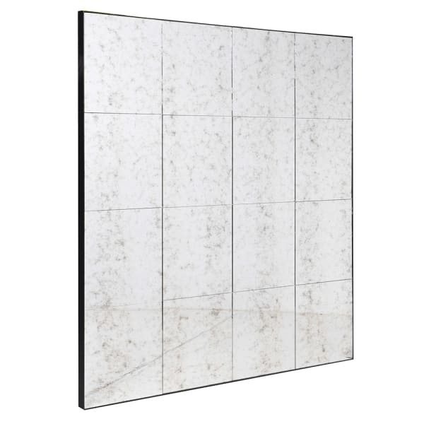 Antiqued Panel Squares Wall Mirror