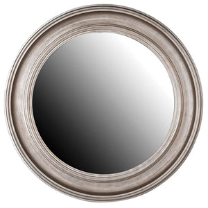 Distressed Silver Round Mirror