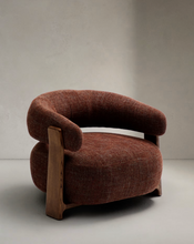Load image into Gallery viewer, Granite Armchair Brown Chenille &amp; Walnut